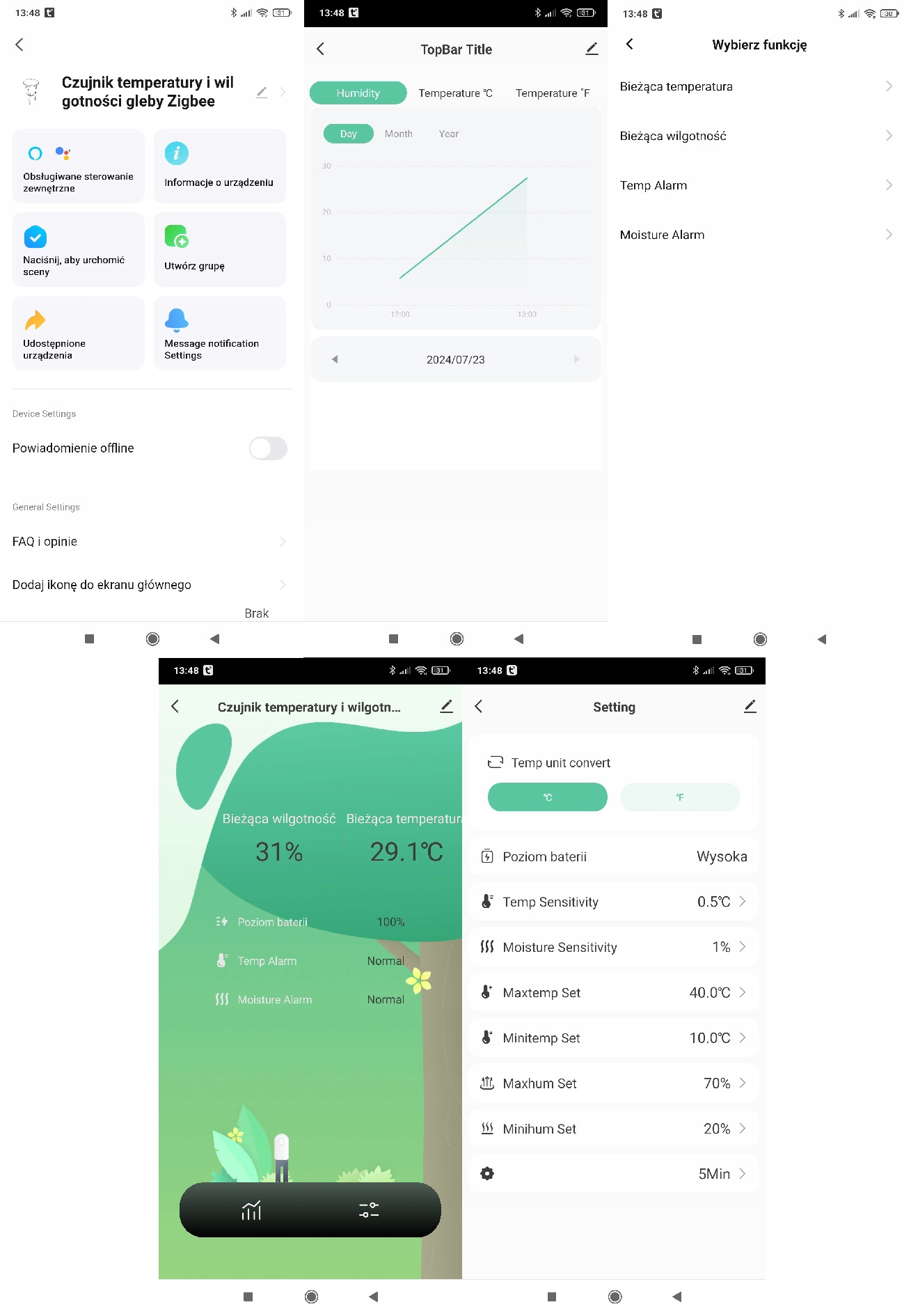 Inteligentny Zewnętrzny Czujnik Temperatury i Wilgotności Gleby ZigBee TUYA