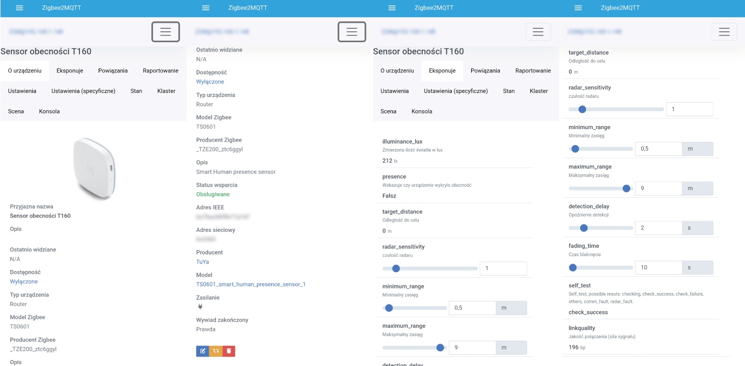 Czujnik Radar Obecności Jasności 230V ZigBee Kąt 120° TUYA OXT ZigBee2MQTT