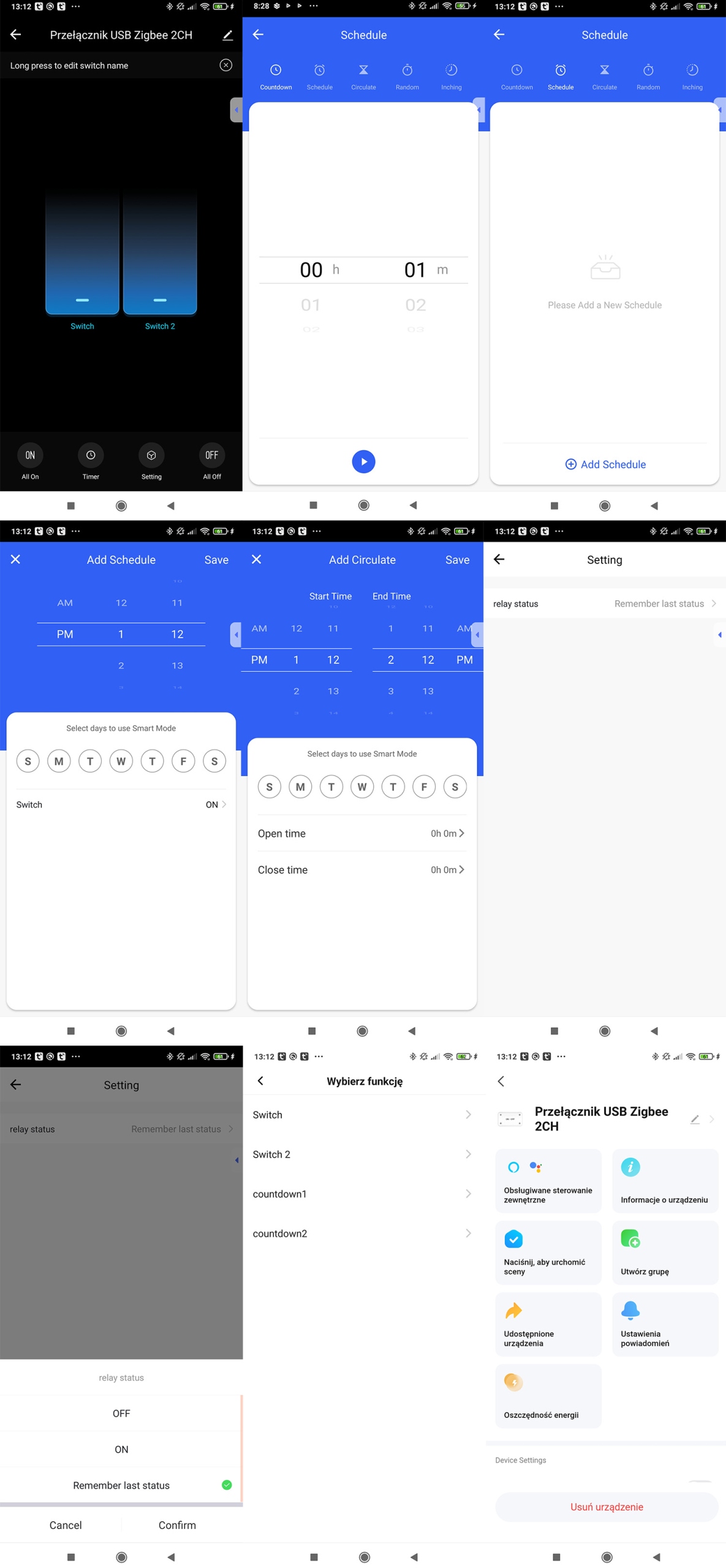 Inteligentny Mini Przełącznik Adapter USB 2 port 5-12V ZigBee TUYA Smart