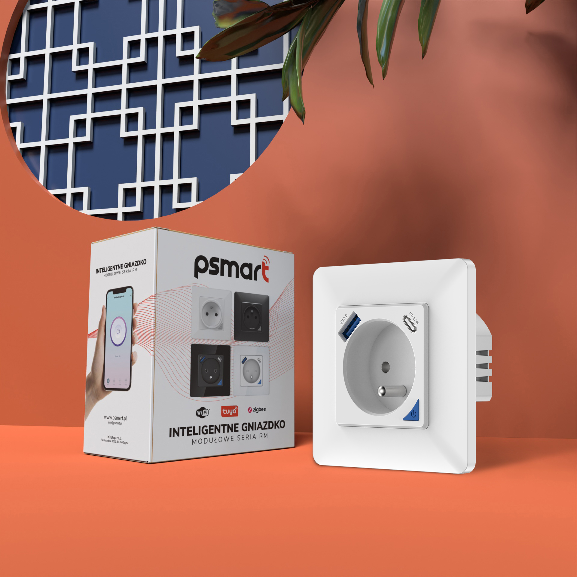 Inteligentne gniazdo z pomiarem prądu USB ZigBee TUYA PSMART białe