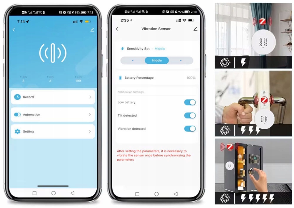 Czujnik Wibracji Inteligentny Sensor Drgań Detektor ZigBee TUYA Smart Life
