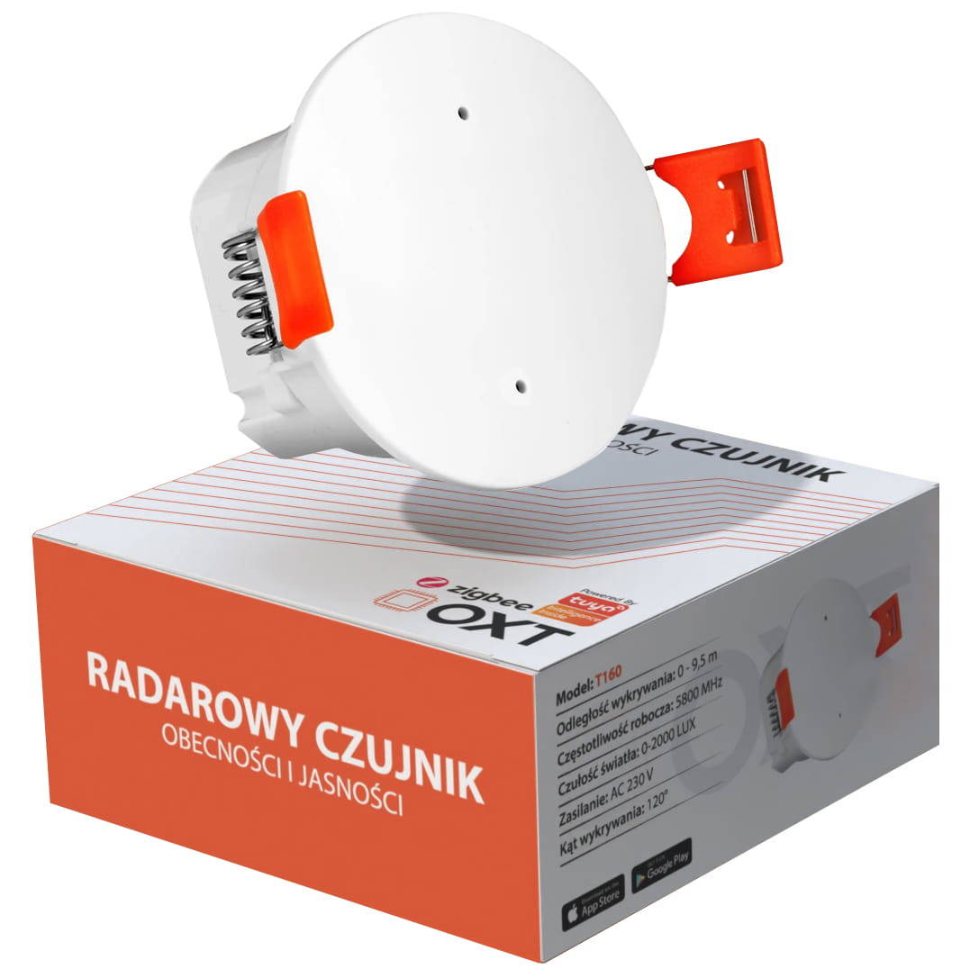 Czujnik Radar Obecności Jasności 230V ZigBee Kąt 120° TUYA OXT ZigBee2MQTT