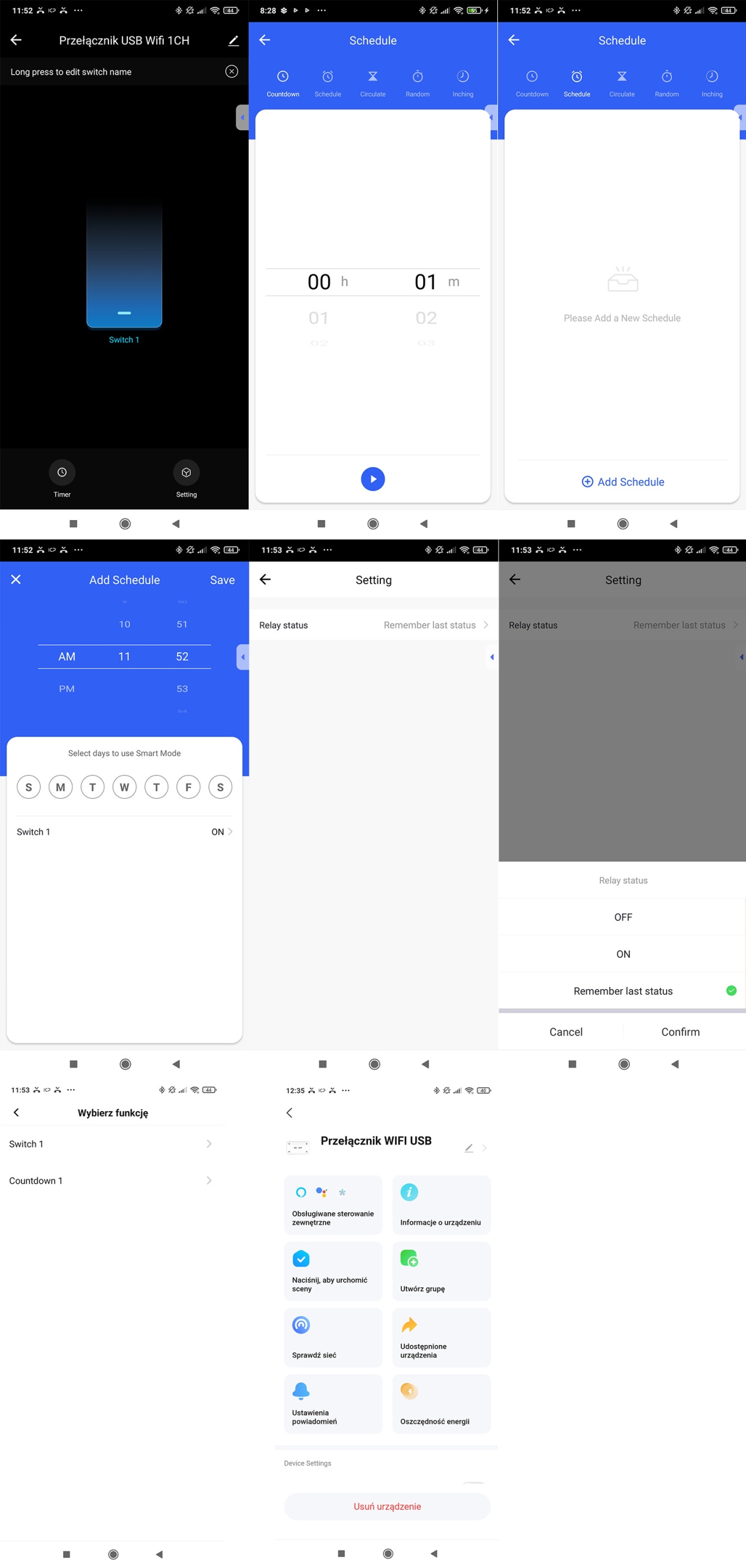 Inteligentny Mini Przełącznik adapter USB 1 port 5-12V WiFi TUYA Smart Life