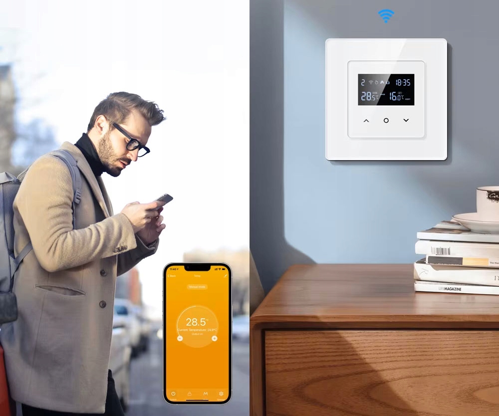 Inteligentny Termostat Zwierny Piec Bojler 3A Biały ZigBee TUYA PSMART