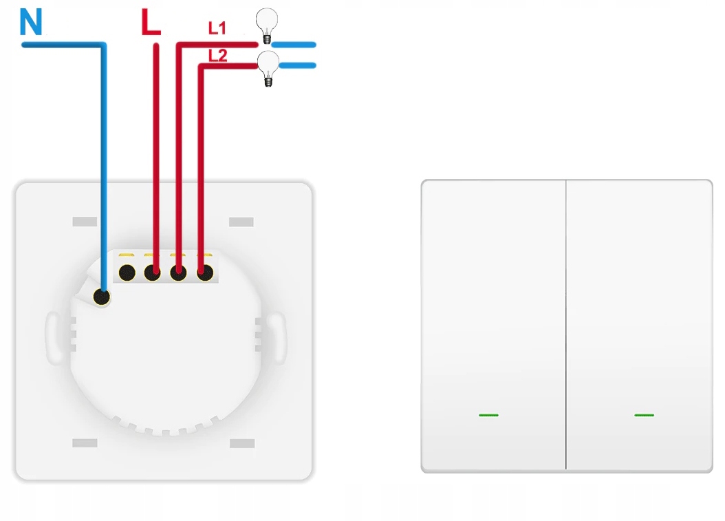 Włącznik Przełącznik 2 Obwody ZigBee TUYA Smart Biały Seria EM Zigbee2MQTT