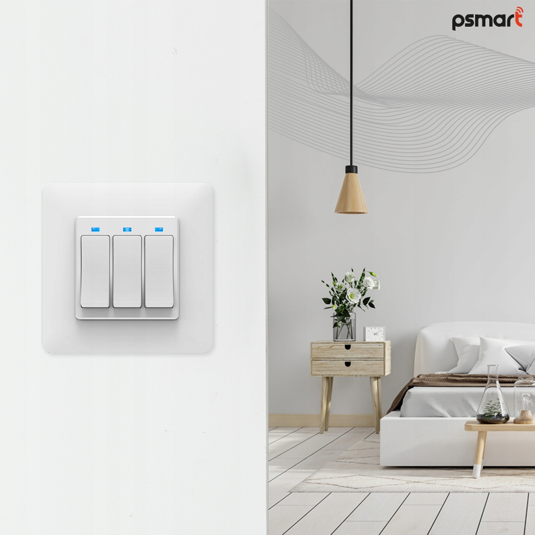 Przełącznik Włącznik 3 Obwody ZigBee TUYA Przycisk PSMART Biały