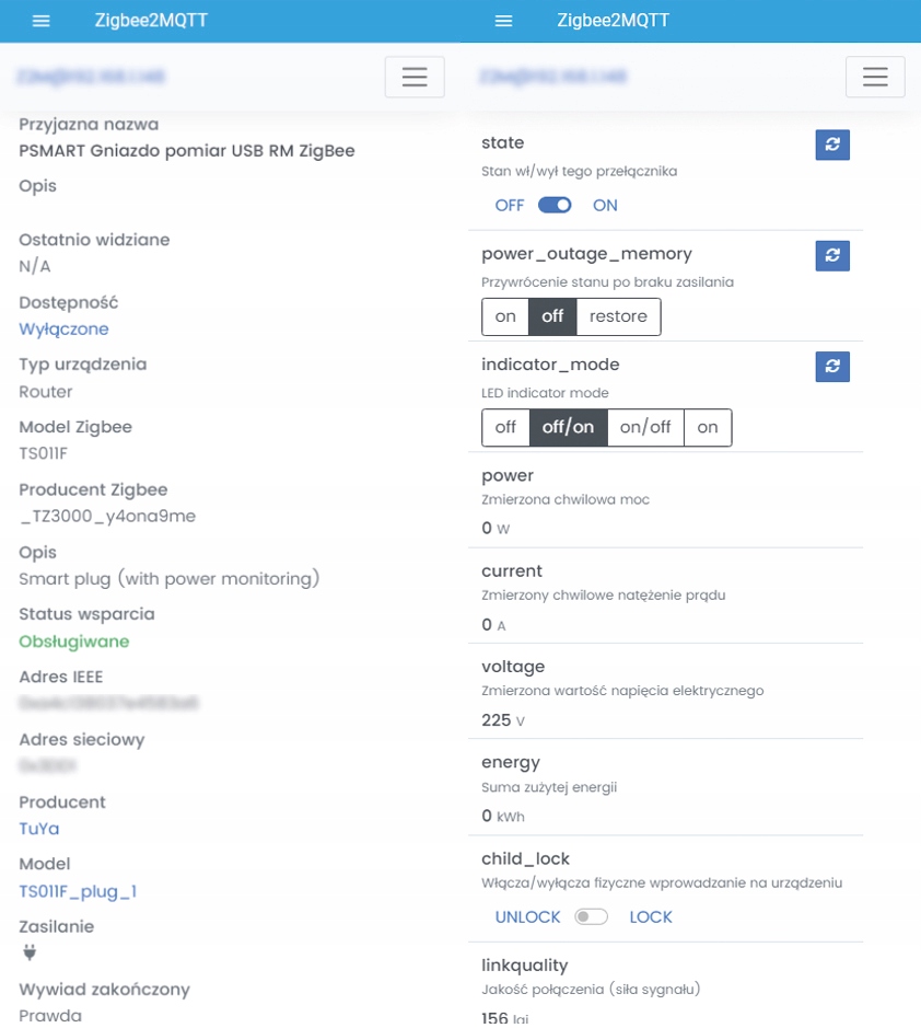 Inteligentne gniazdo z pomiarem prądu USB ZigBee TUYA PSMART białe