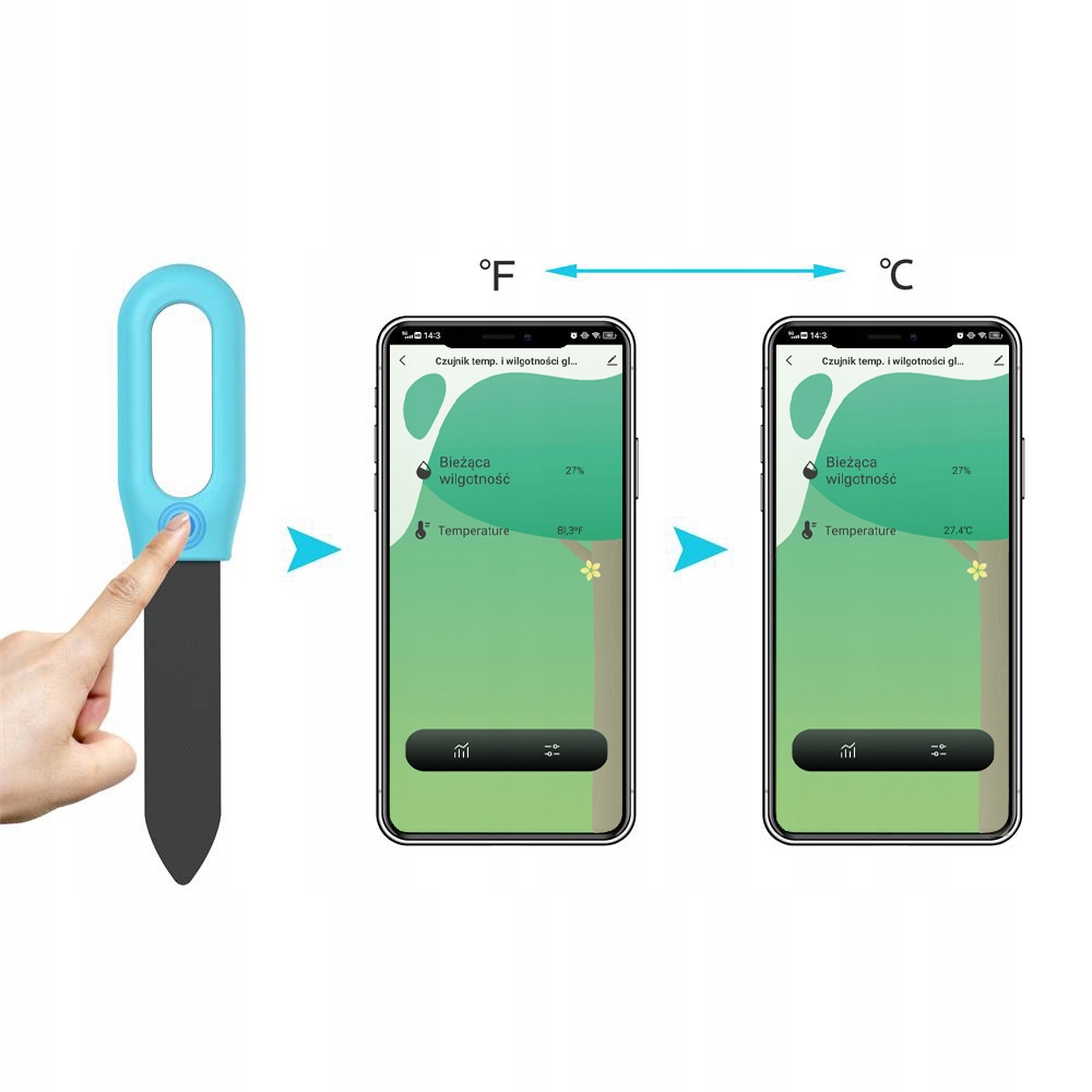 Czujnik Temperatury Otoczenia i Wilgotności Gleby Bluetooth TUYA