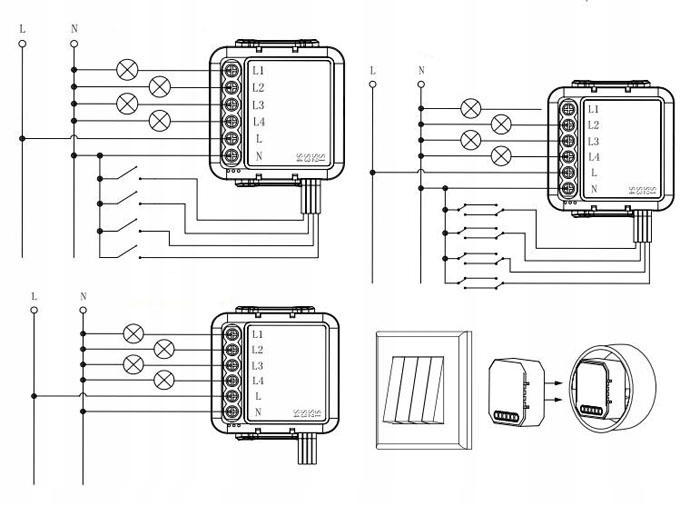 OXT Mini Przekaźnik 4 Obwody ZigBee TUYA 4x2,5A