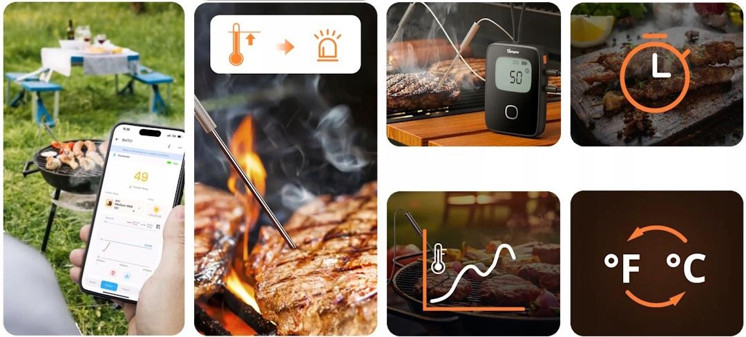 SONOFF Termometr Do Mięsa BBQ BMT01 Pomiar Od 0 Do 300 Stopni Bluetooth
