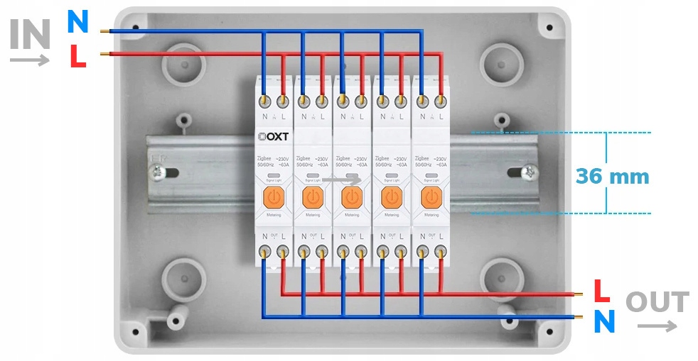 Sterownik Licznik 63A 19mm 1P Pomiar Temperatura DIN ZigBee TUYA OXT