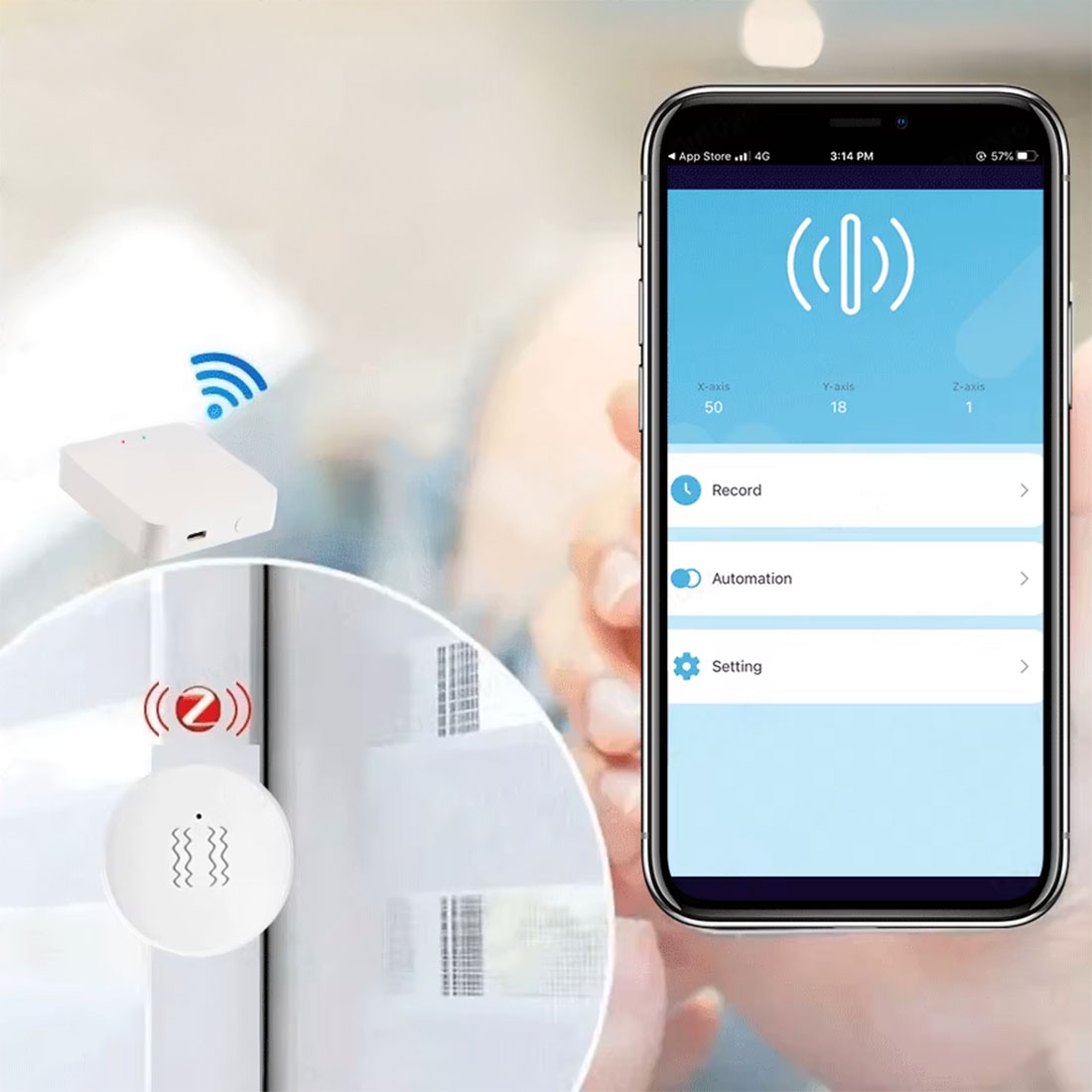 Czujnik Wibracji Inteligentny Sensor Drgań Detektor ZigBee TUYA Smart Life
