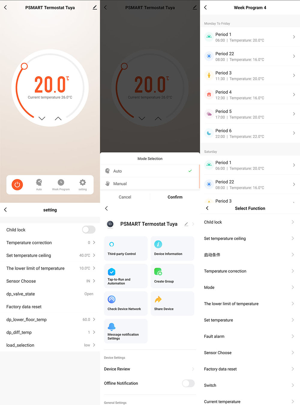 Inteligentny Termostat Zwierny Piec Bojler 3A Biały WiFi TUYA PSMART