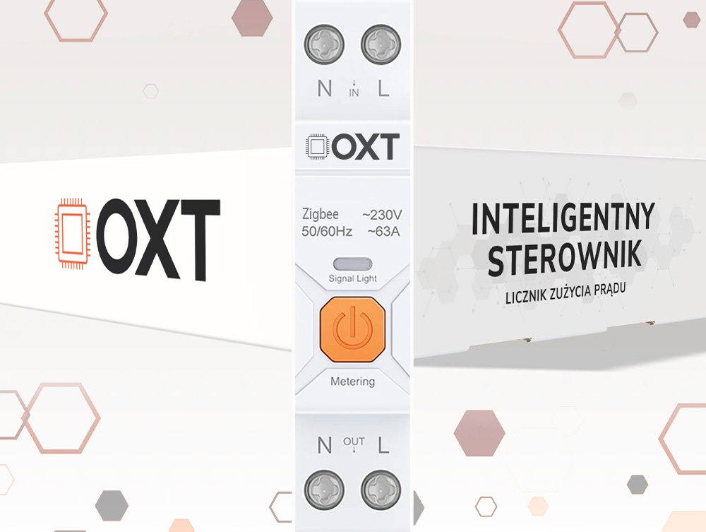 Sterownik Licznik 63A 19mm 1P Pomiar Temperatura DIN ZigBee TUYA OXT