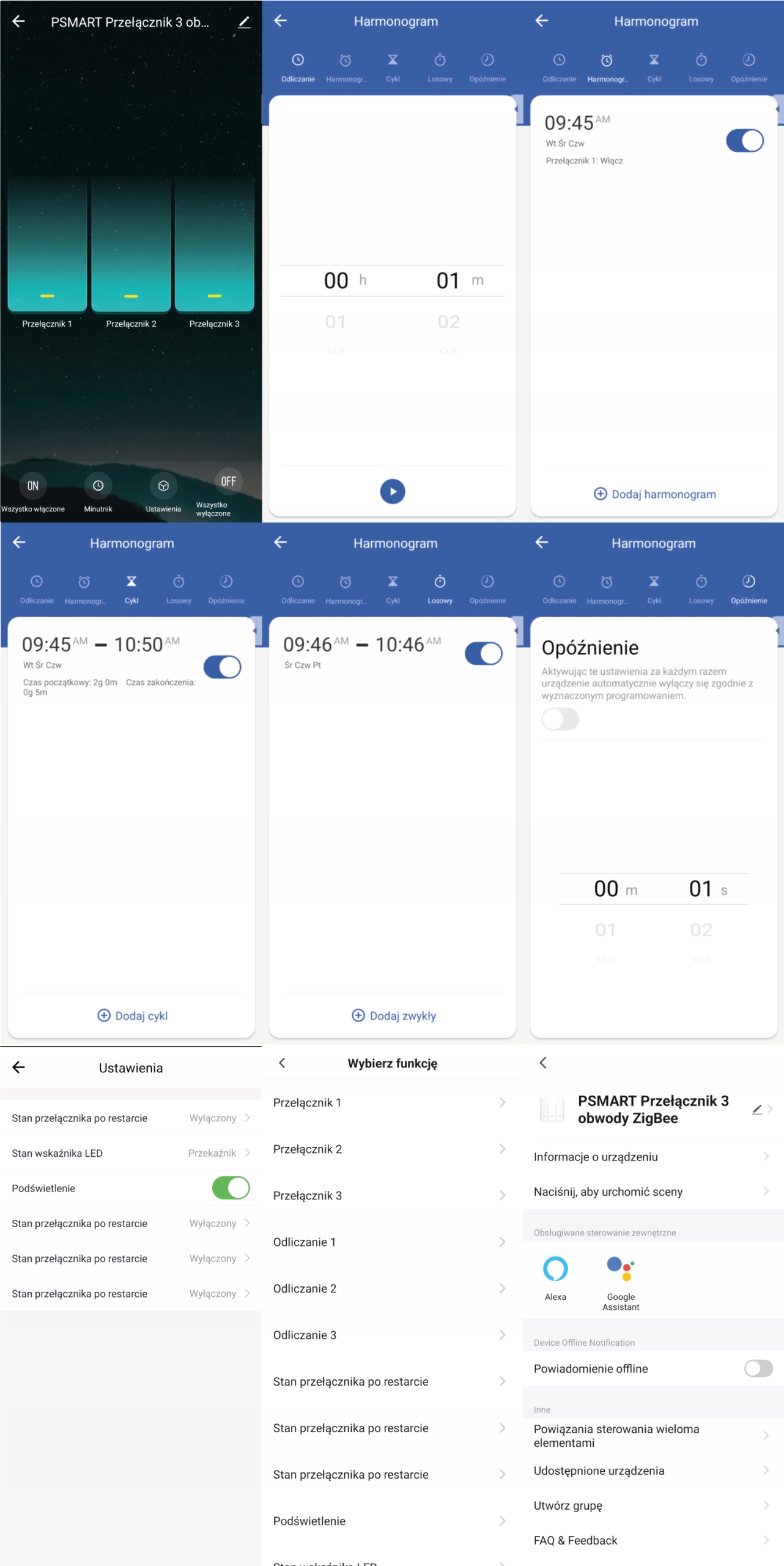 Przełącznik Włącznik 3 Obwody ZigBee TUYA Przycisk PSMART Biały