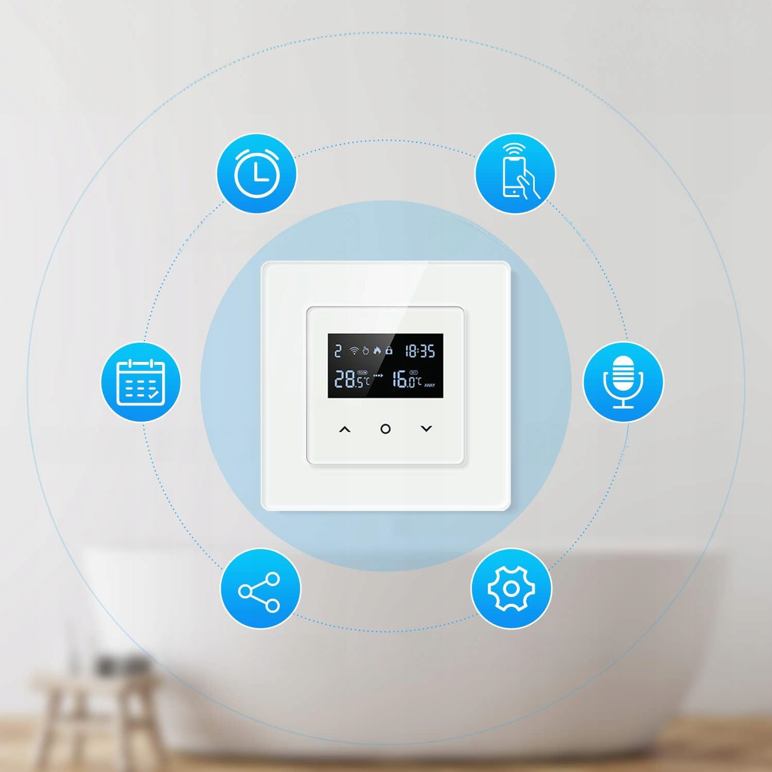 Inteligentny Termostat Zwierny Piec Bojler 3A Biały WiFi TUYA PSMART