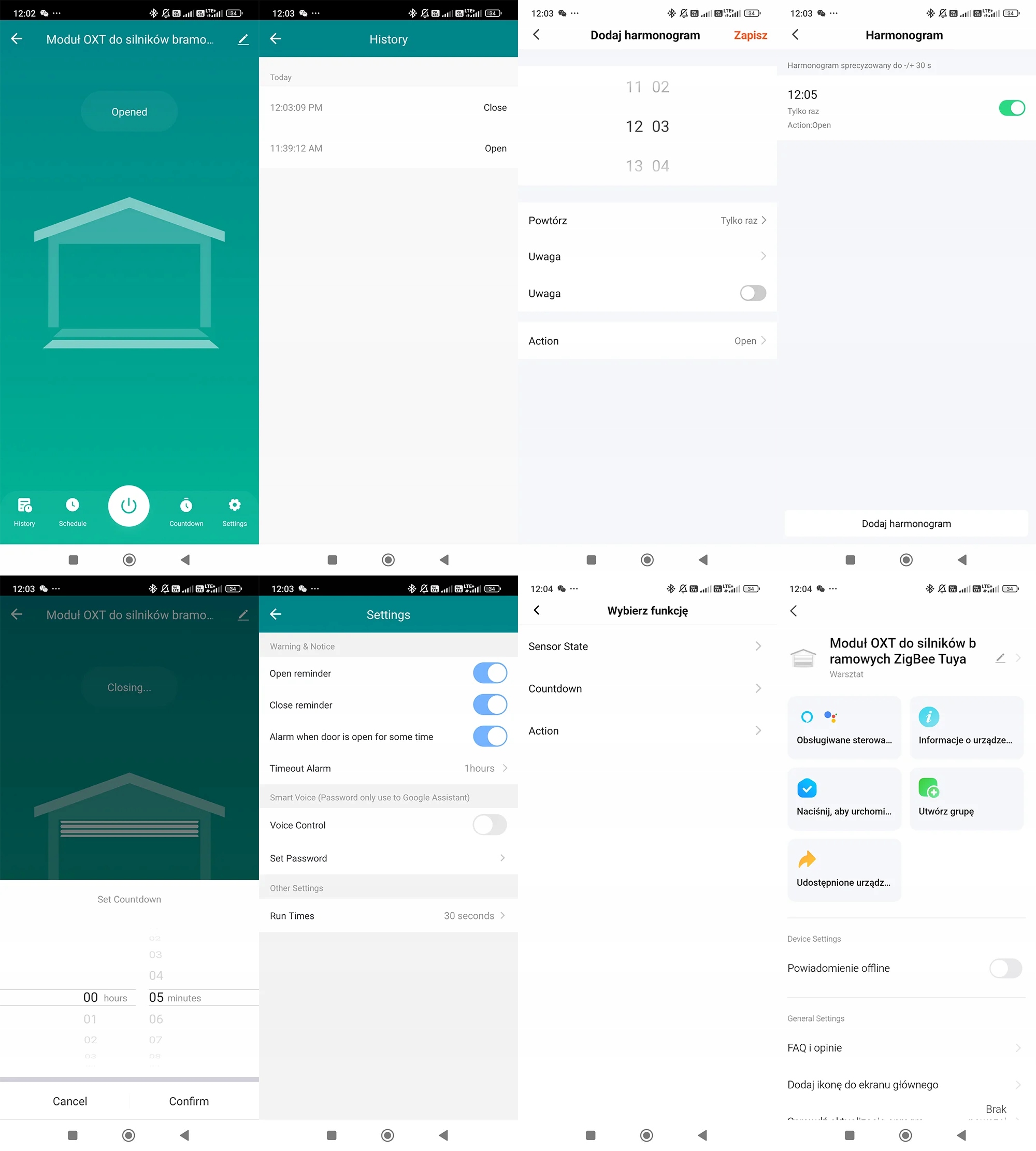 OXT Sterownik z sensorem do silnika bramy garażu ZigBee TUYA