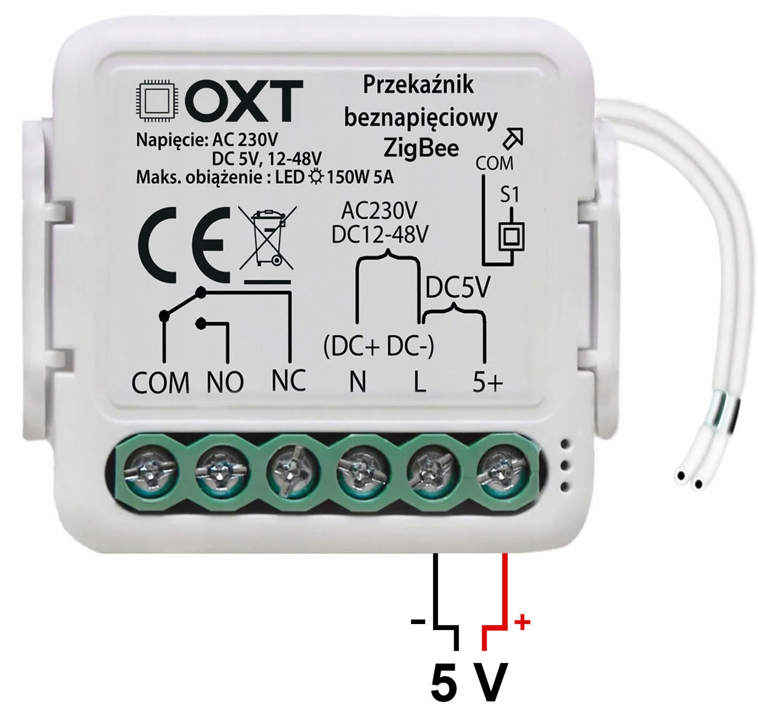 OXT Mini Przekaźnik Beznapięciowy AC 230V DC 5V 12-48V ZigBee TUYA Smart