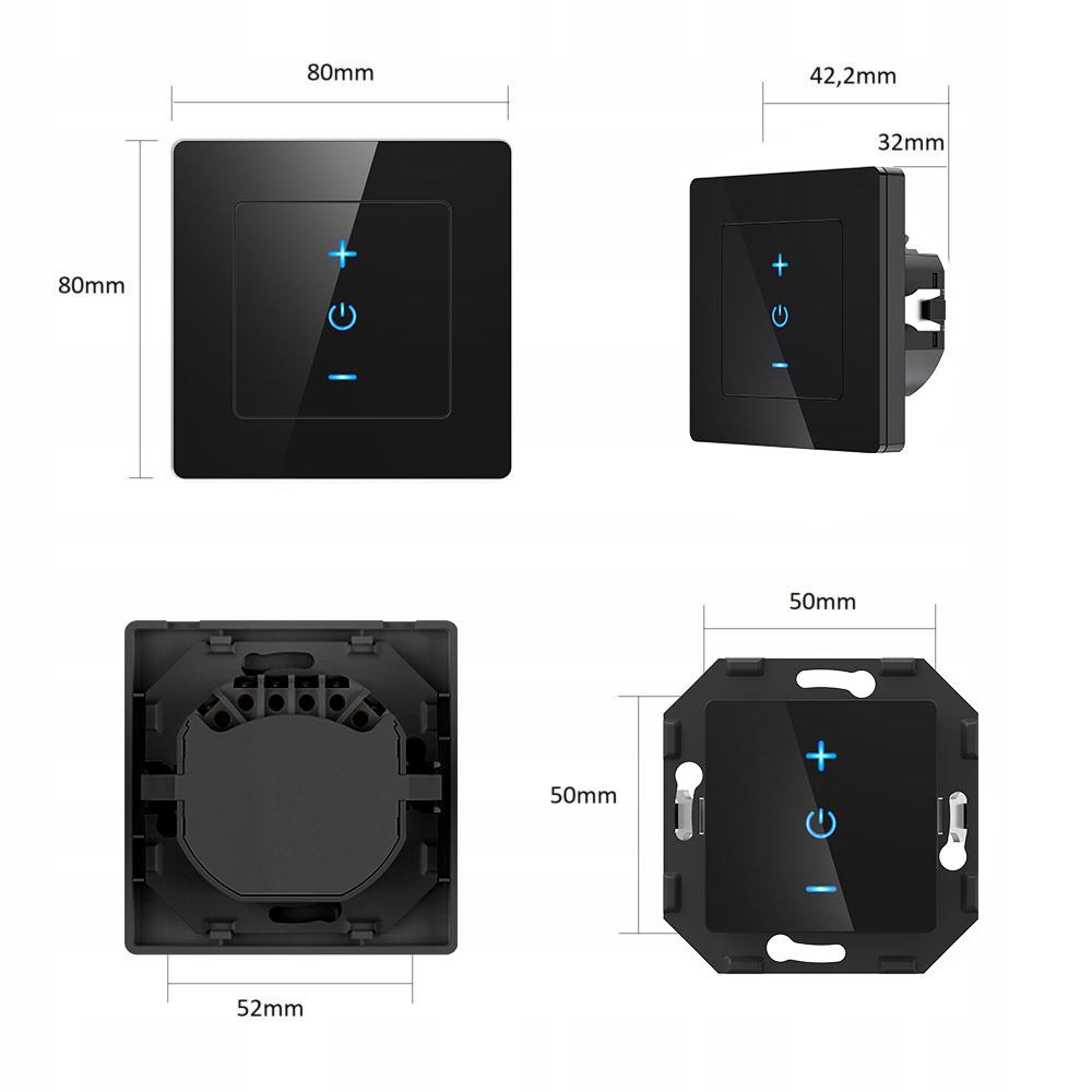 Ściemniacz Dotykowy 1 Obwodowy ZigBee TUYA PSMART RM Czarny Szkło