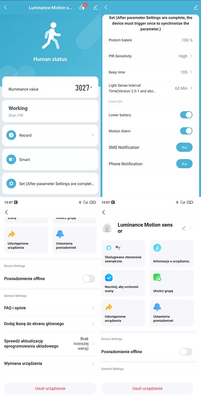 Czujnik Ruchu PIR ZigBee TUYA Micro Sensor Detektor Smart Life Zigbee2MQTT