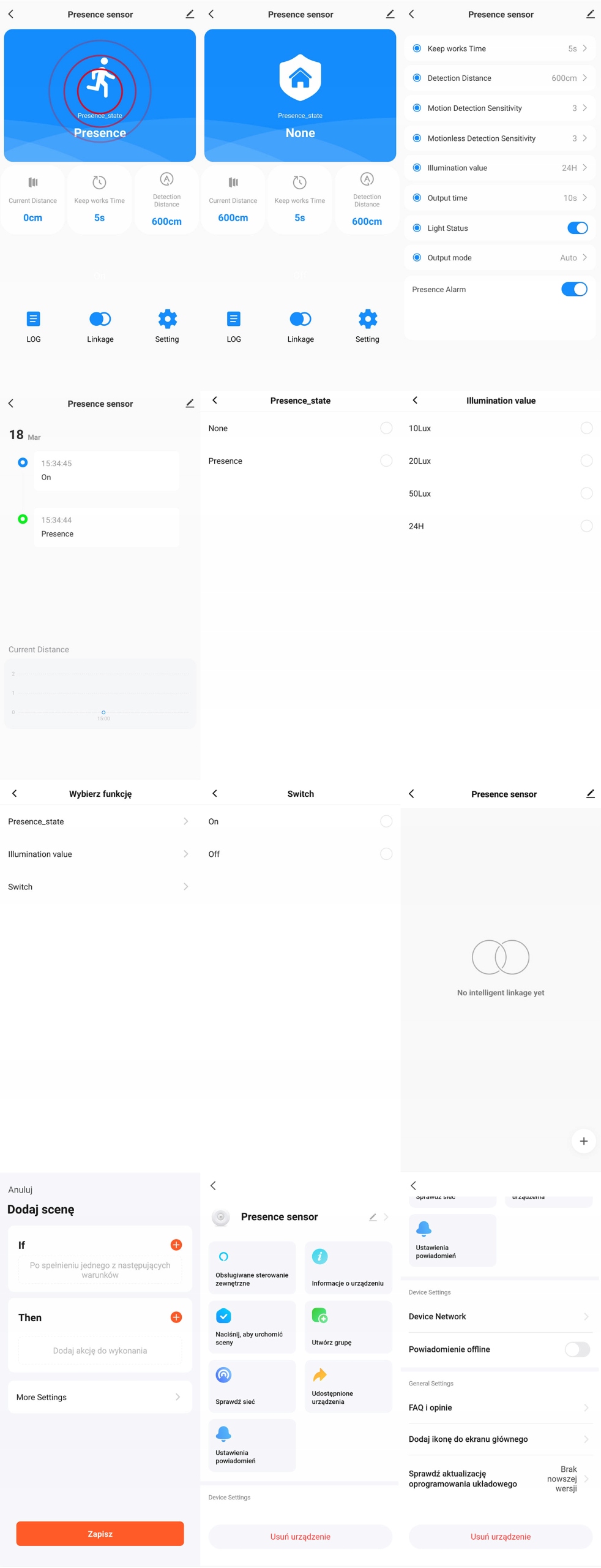 Sensor Czujnik Obecności 23GHz Ruchu Jasności Ścienny ZigBee TUYA Smart