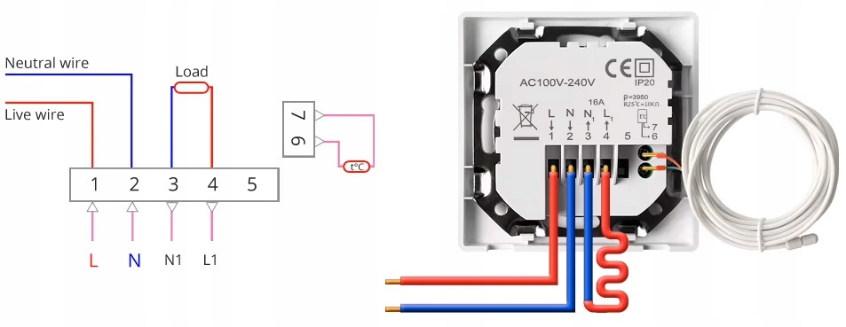 Inteligentny Termostat Obciążalny Ogrzewanie 16A Biały WiFi TUYA PSMART