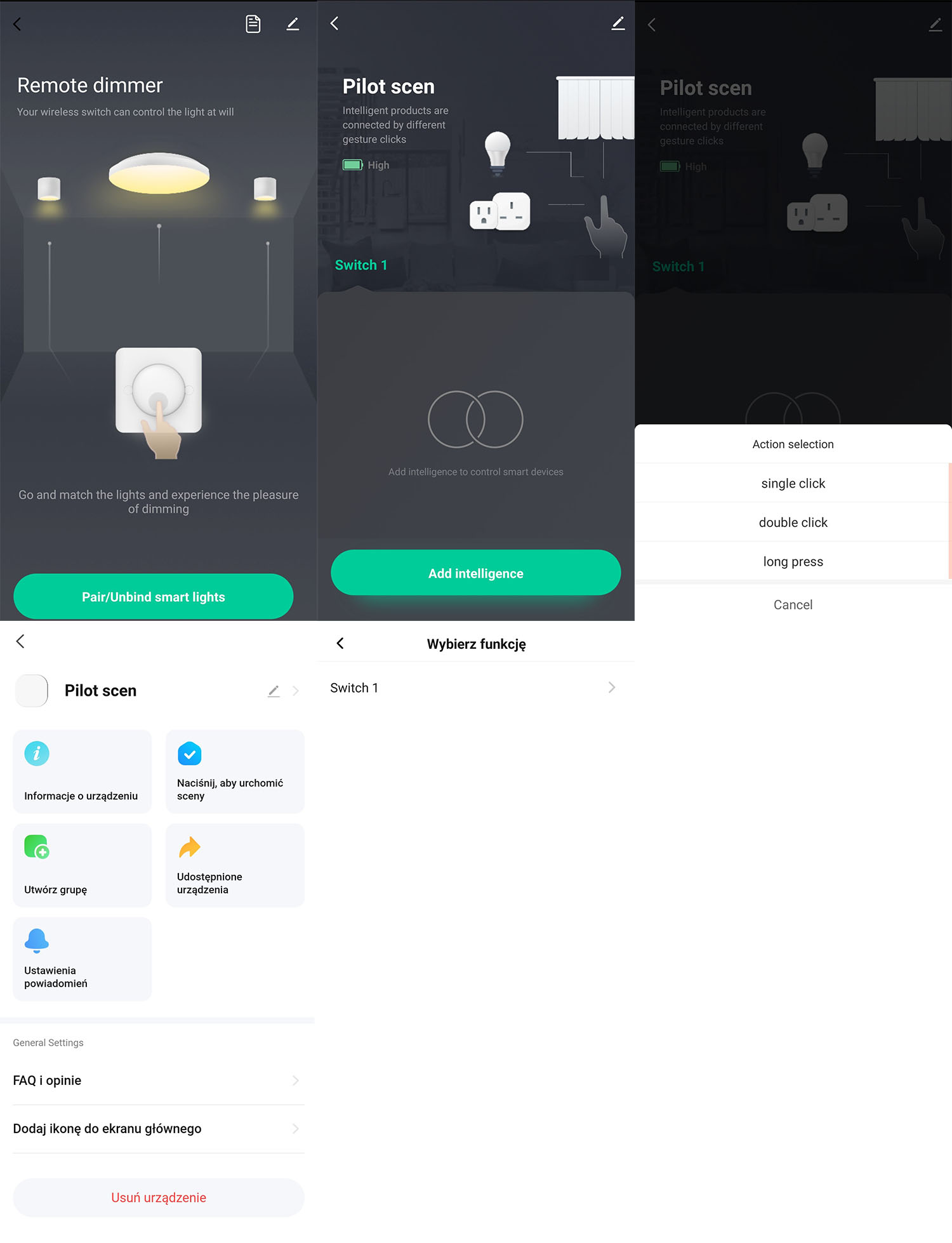 Pilot Scen 1 Przycisk 3 Programy ZigBee TUYA Smart Life Bezprzewodowy Akcje