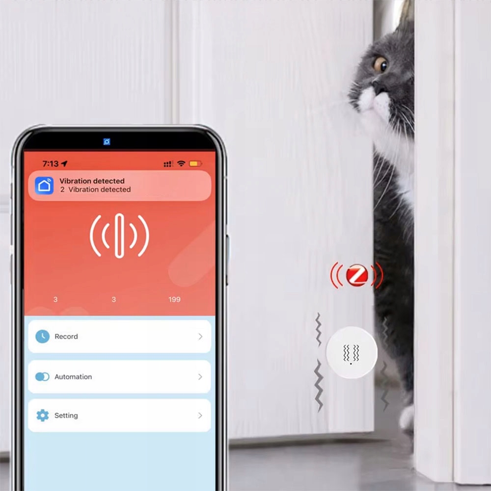Czujnik Wibracji Inteligentny Sensor Drgań Detektor ZigBee TUYA Smart Life