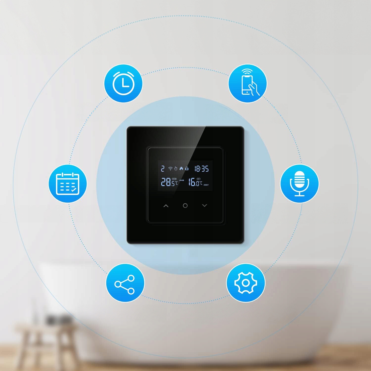 Inteligentny Termostat Zwierny Piec Bojler 3A Czarny ZigBee TUYA PSMART