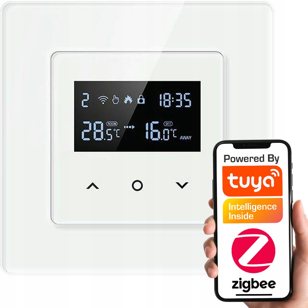 Inteligentny Termostat Zwierny Piec Bojler 3A Biały ZigBee TUYA PSMART
