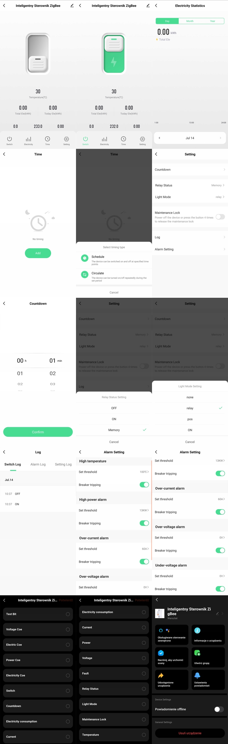 Sterownik Licznik 63A 19mm 1P Pomiar Temperatura DIN ZigBee TUYA OXT