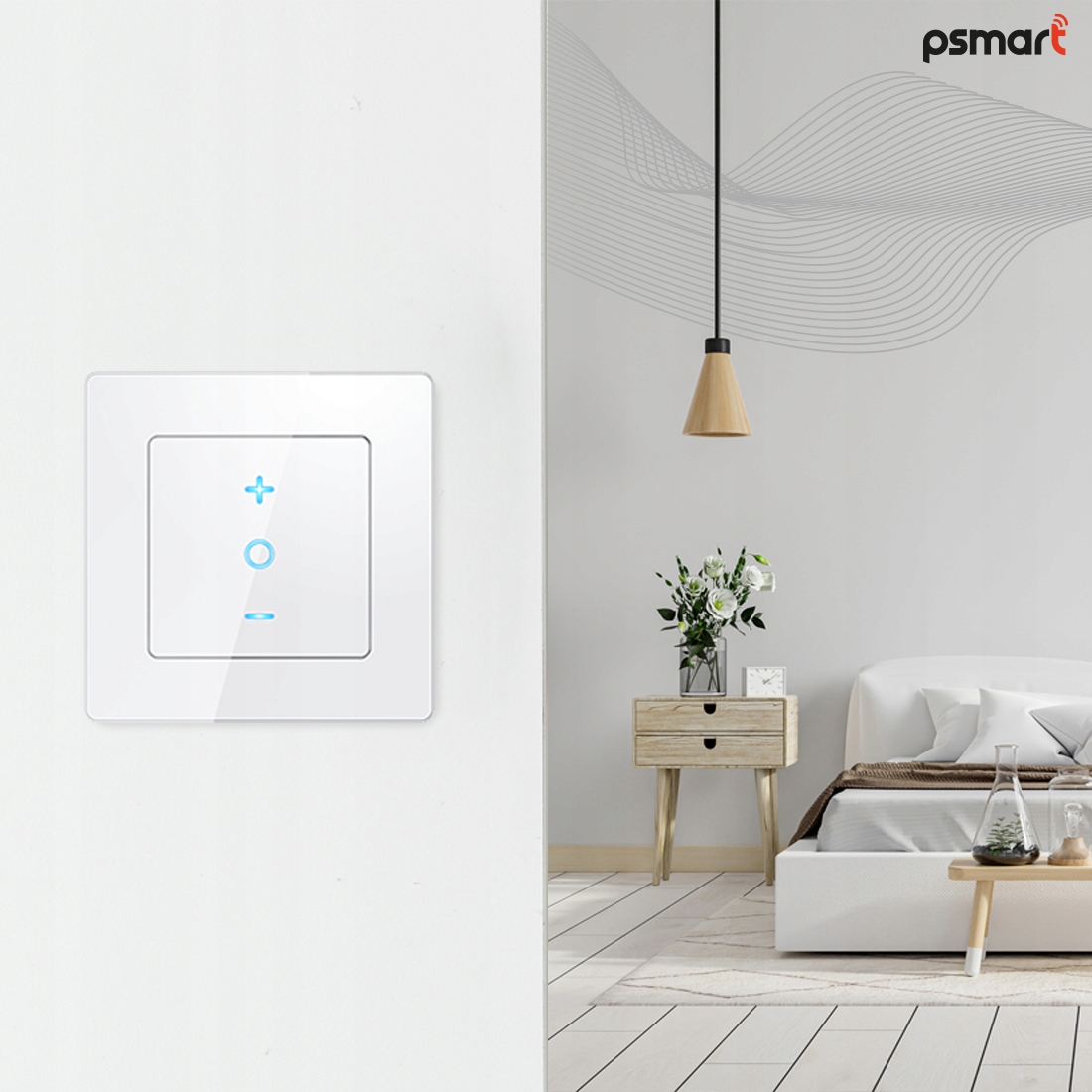 Ściemniacz Dotykowy 1 Obwodowy WiFi TUYA PSMART RM Biały Szkło