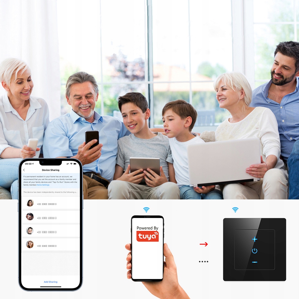 Ściemniacz Dotykowy 1 Obwodowy ZigBee TUYA PSMART RM Czarny Szkło