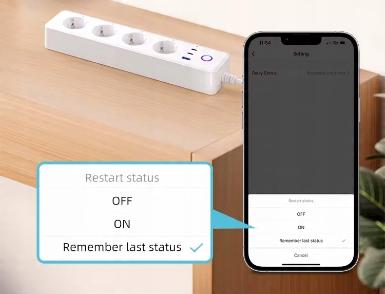 Inteligentna Listwa Zasilająca WiFi TUYA Smart Gniazdko Przedłużacz USB C
