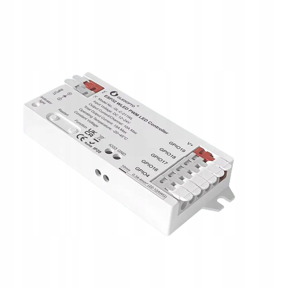 Inteligentny Kontroler WiFi PWM WLED do analogowych taśm LED Gledopto
