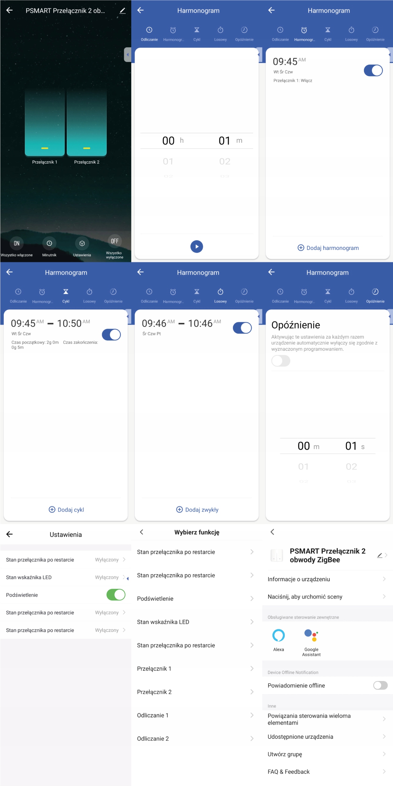 Przełącznik Włącznik 2 Obwody ZigBee TUYA Przycisk PSMART Biały