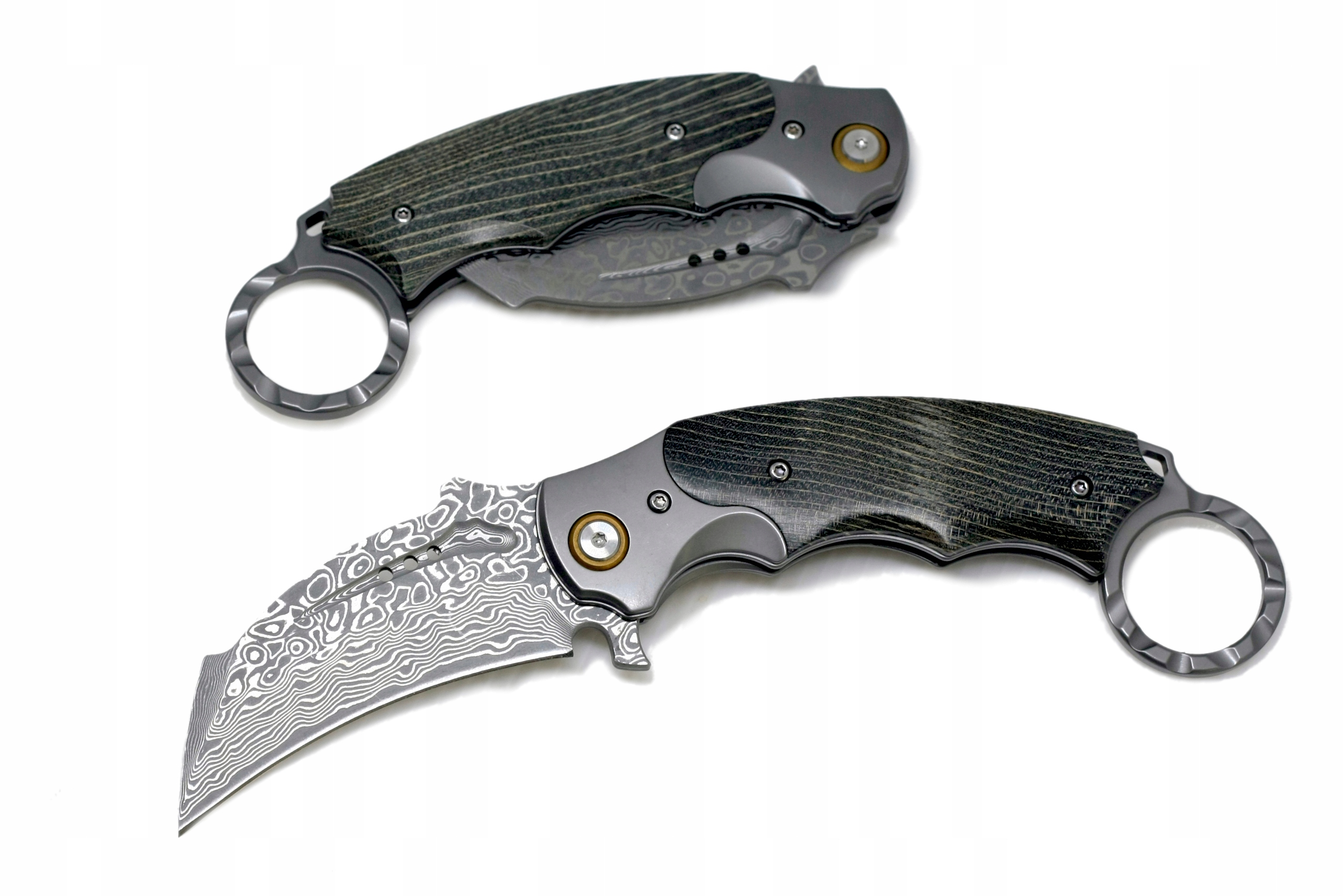Cutit pliabil KARAMBIT LUOKESI VG10, otel damasc, lungime 18,9cm