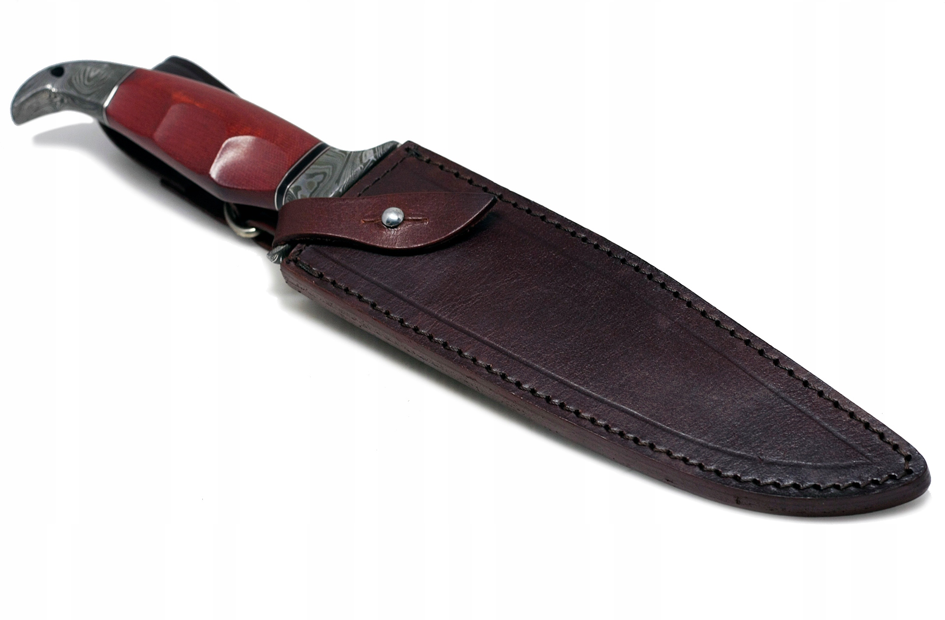 Nóż myśliwski BOWIE ręcznie wykonany stal DAMASCEŃSKA Damast ETUI Micarta