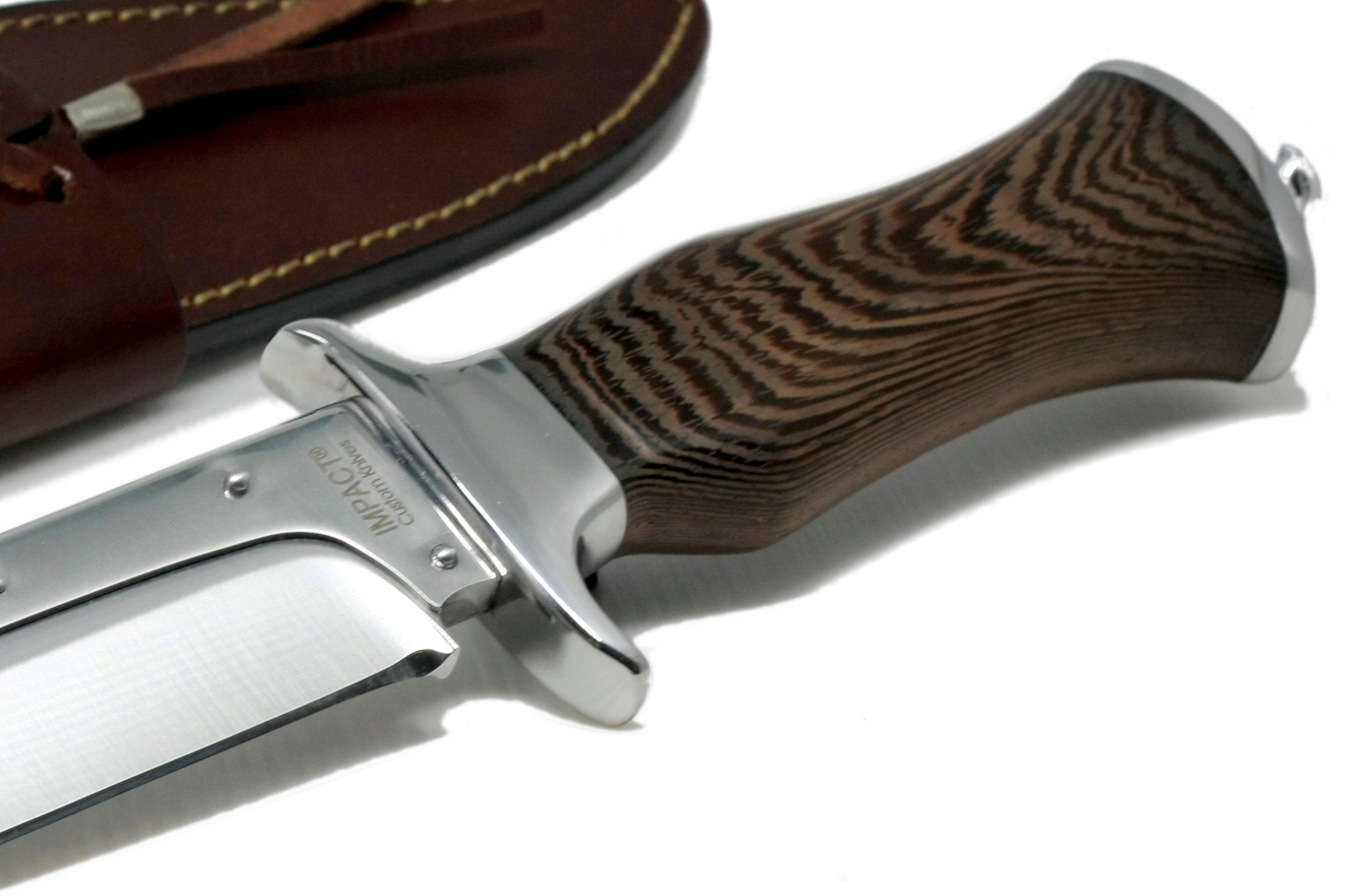 Nóż myśliwski BOWIE ręcznie wykonany stal D2 drewno WENGE skórzane etui