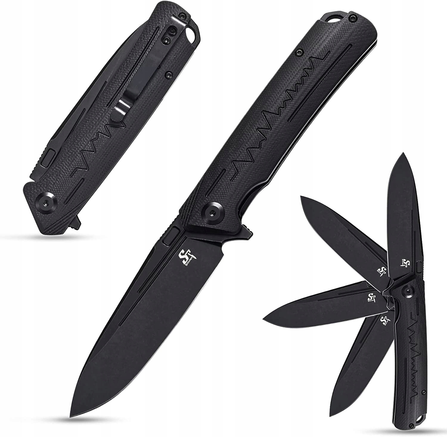 Nóż składany stal D2 EDC survival flipper ST136-BK