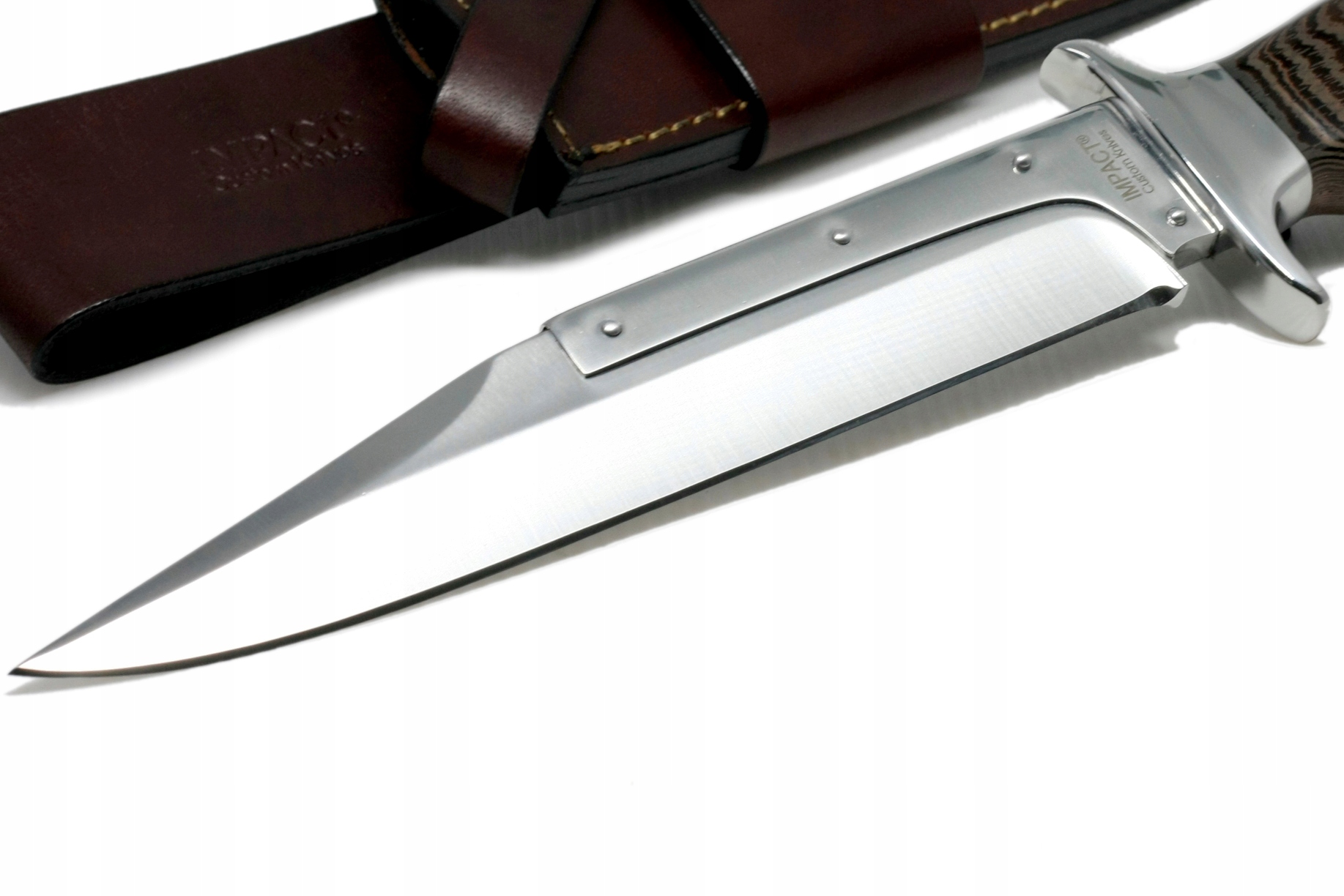 Nóż myśliwski BOWIE ręcznie wykonany stal D2 drewno WENGE skórzane etui