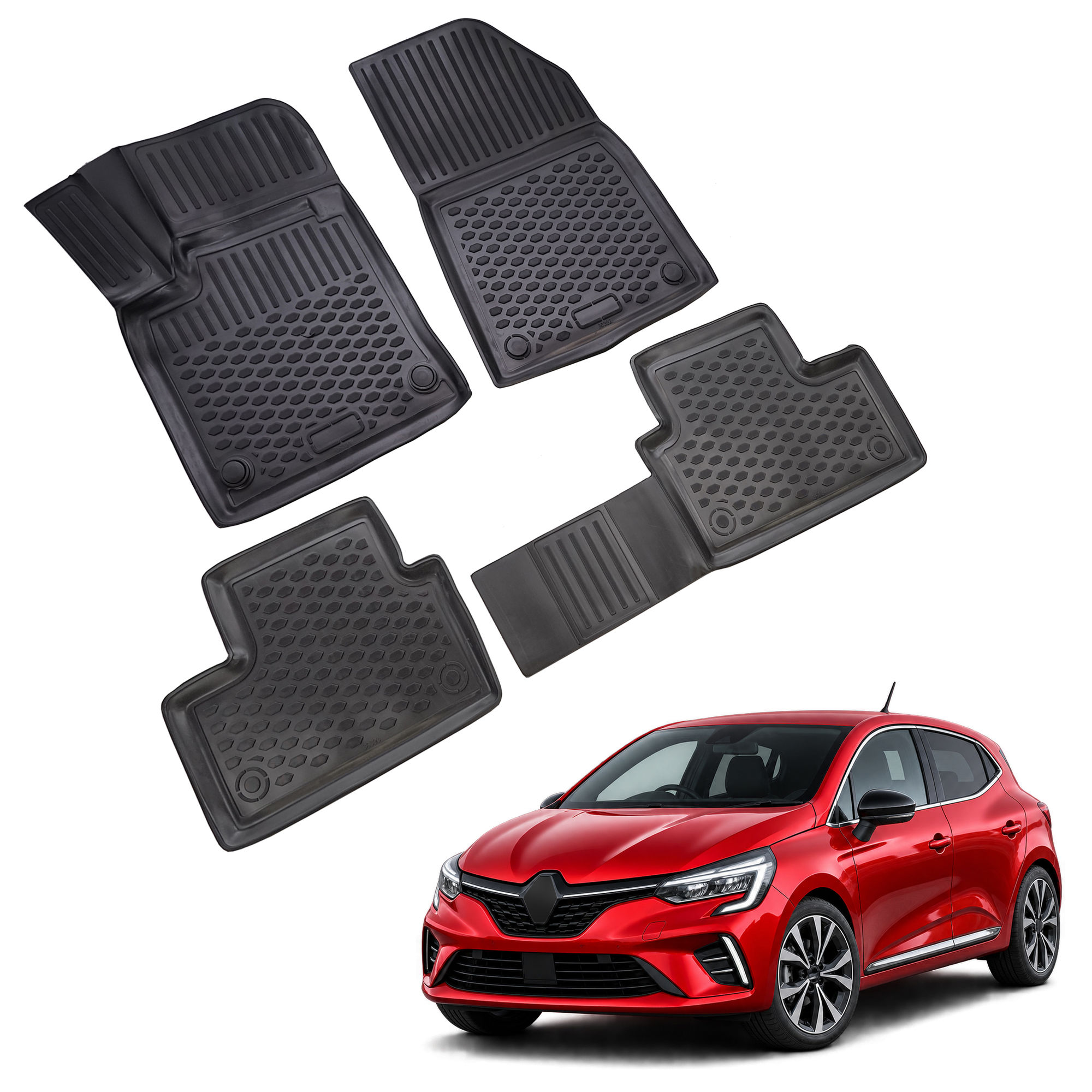 Gumijaste preproge z dvignjenim robom za Renault Clio 5 2019-2025 Htb 4kosi