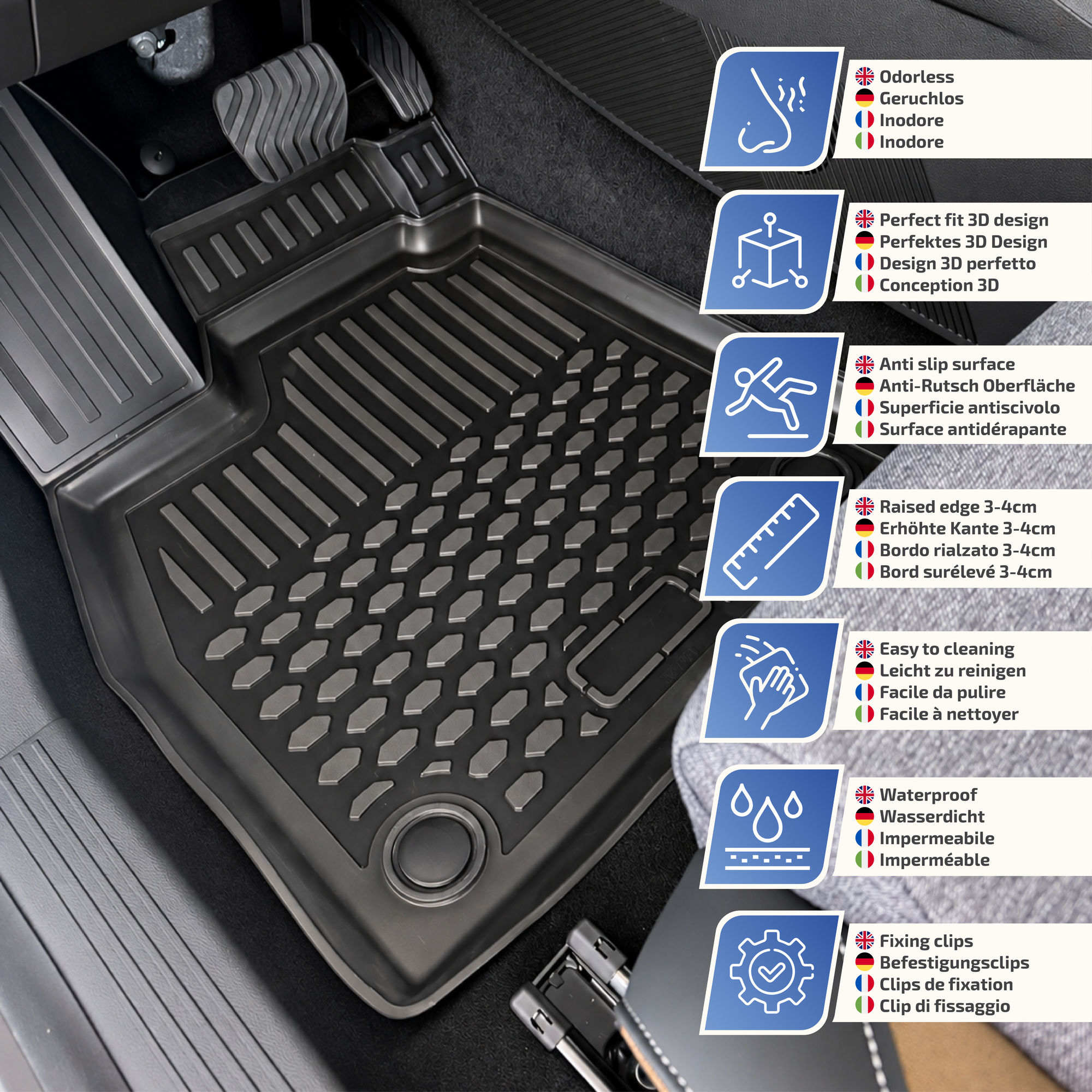 Gumijaste preproge z dvignjenim robom za Citroen C5 Aircross 2 2025-nad Mild Hybrid 4kosi