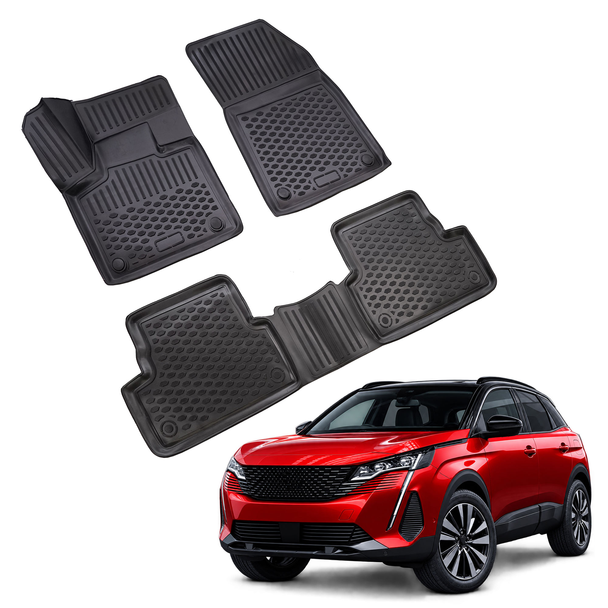 Gumijaste preproge z dvignjenim robom za Peugeot 3008 Crossover 2 2017-2023 3kosi