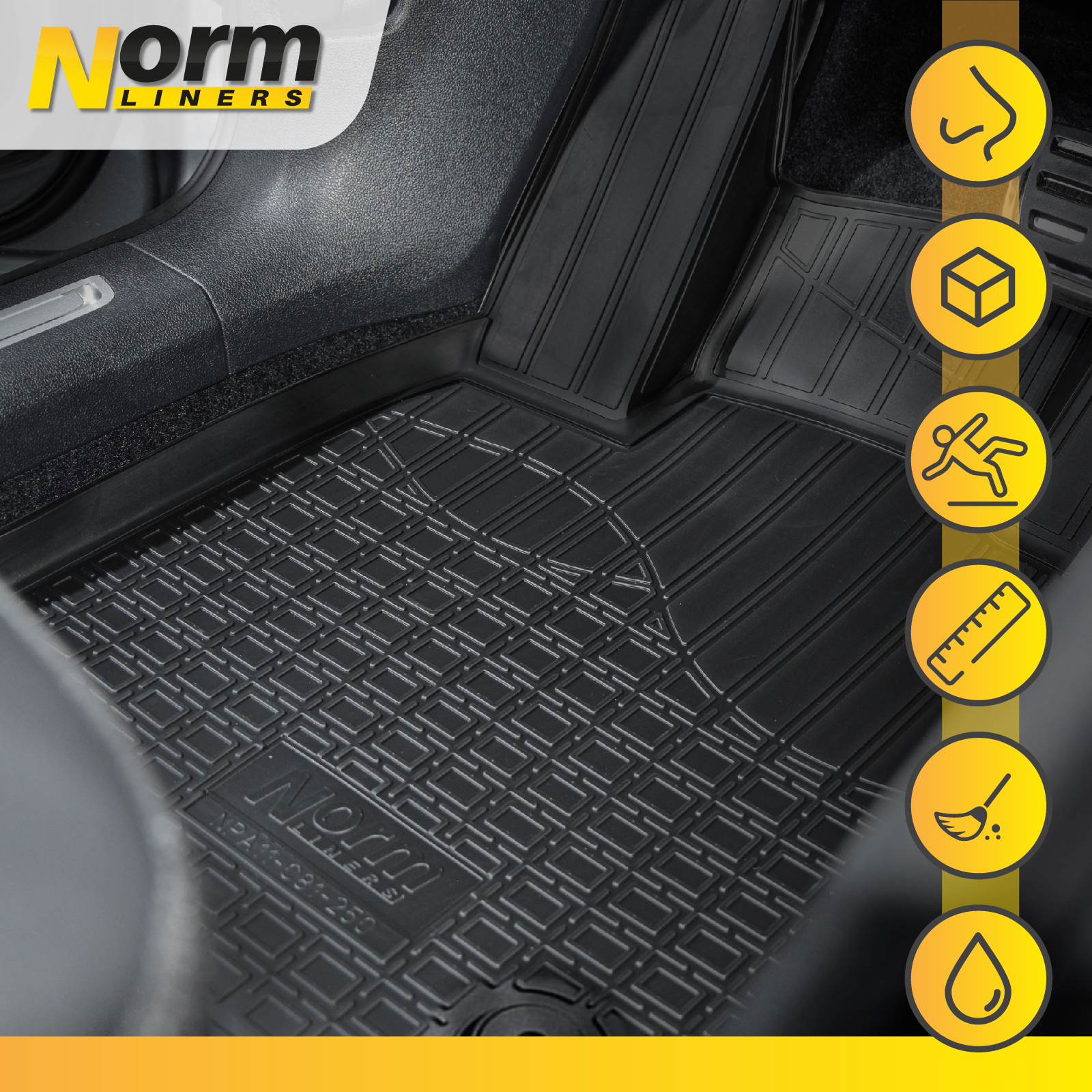 Gumijaste preproge NORM z dvignjenim robom za Mercedes C W206 2021-Nad