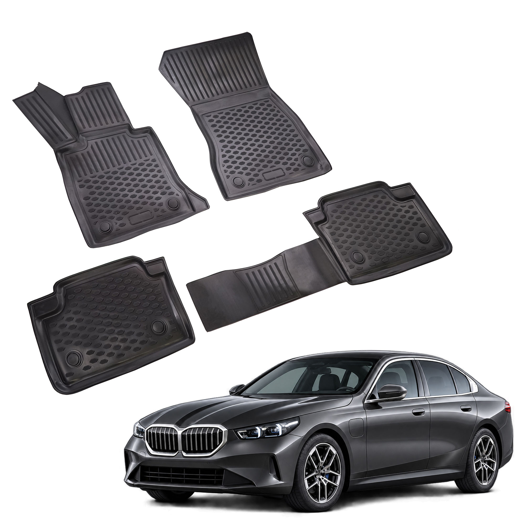 Gumijaste preproge z dvignjenim robom za BMW 5 Series G60 / i5 M60/ i5 eDrive40 / xDrive40 2023-nad 4kosi