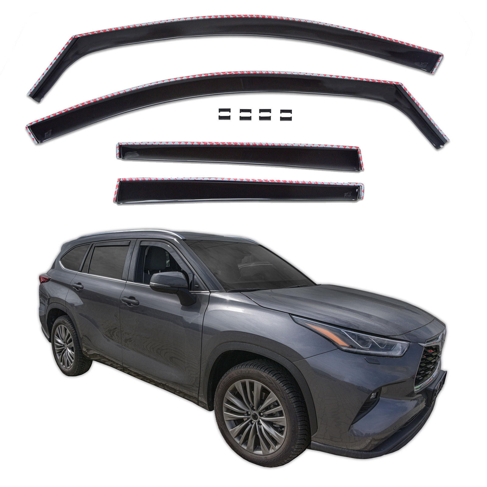 GP Okenski deflektorji za Toyota Highlander 4 5 vrata XU70 2019-nad 4 kosa Spredaj + Zadnja stran
