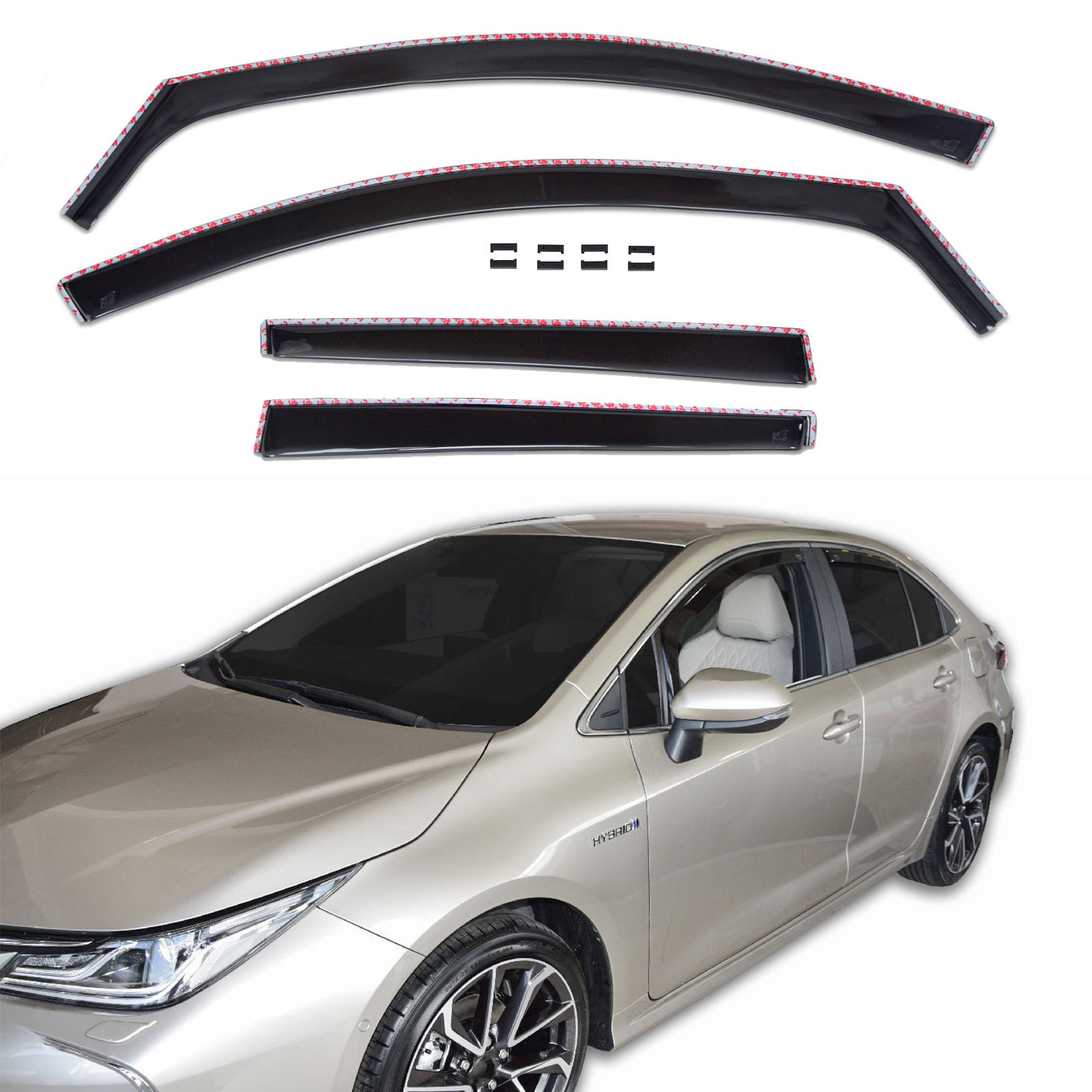 GP Okenski deflektorji za Toyota Corolla 12 4 vrata Sedan 2018-nad 4 kosa Spredaj + Zadnja stran