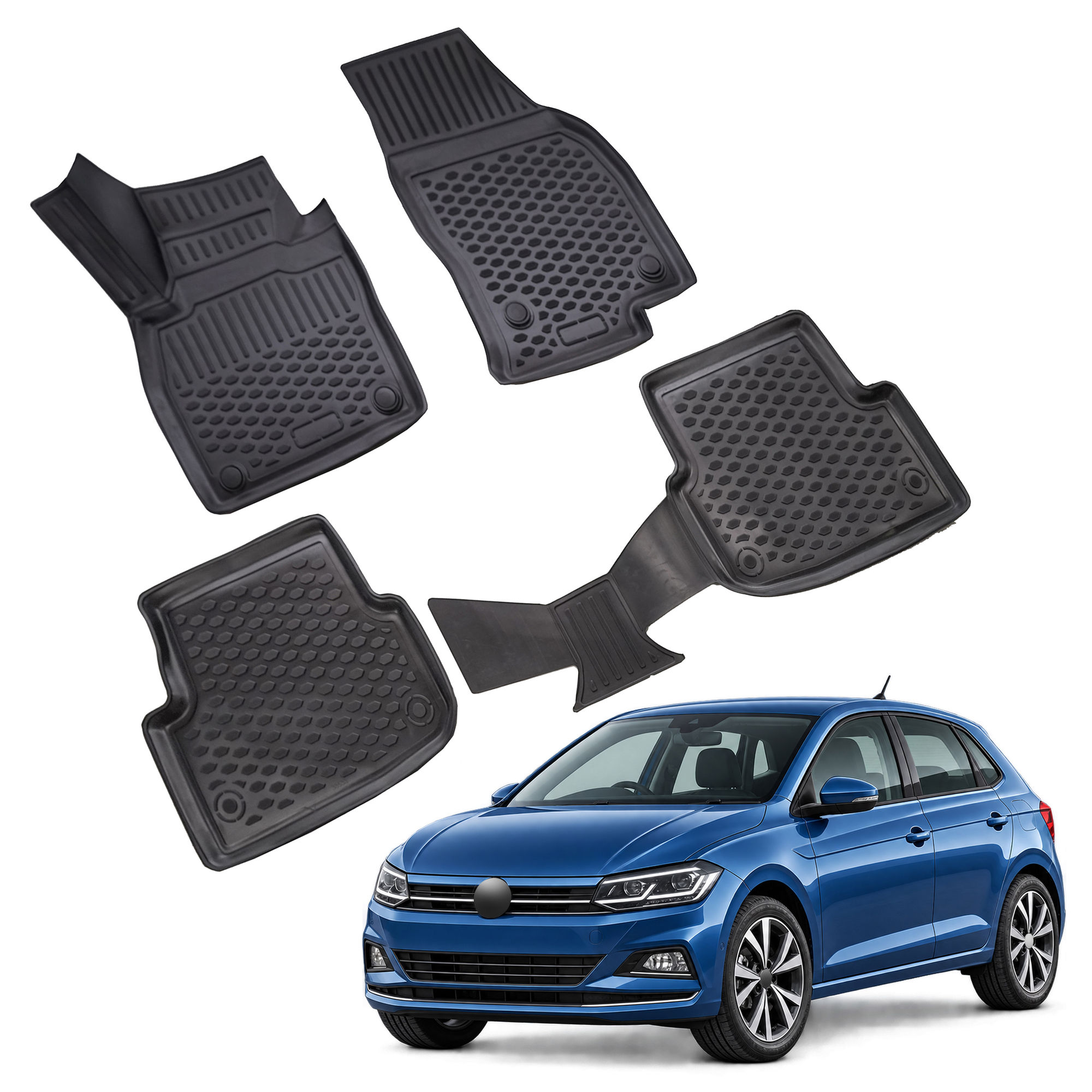 Gumijaste preproge z dvignjenim robom za VW Polo 6 2017-nad 4kosi