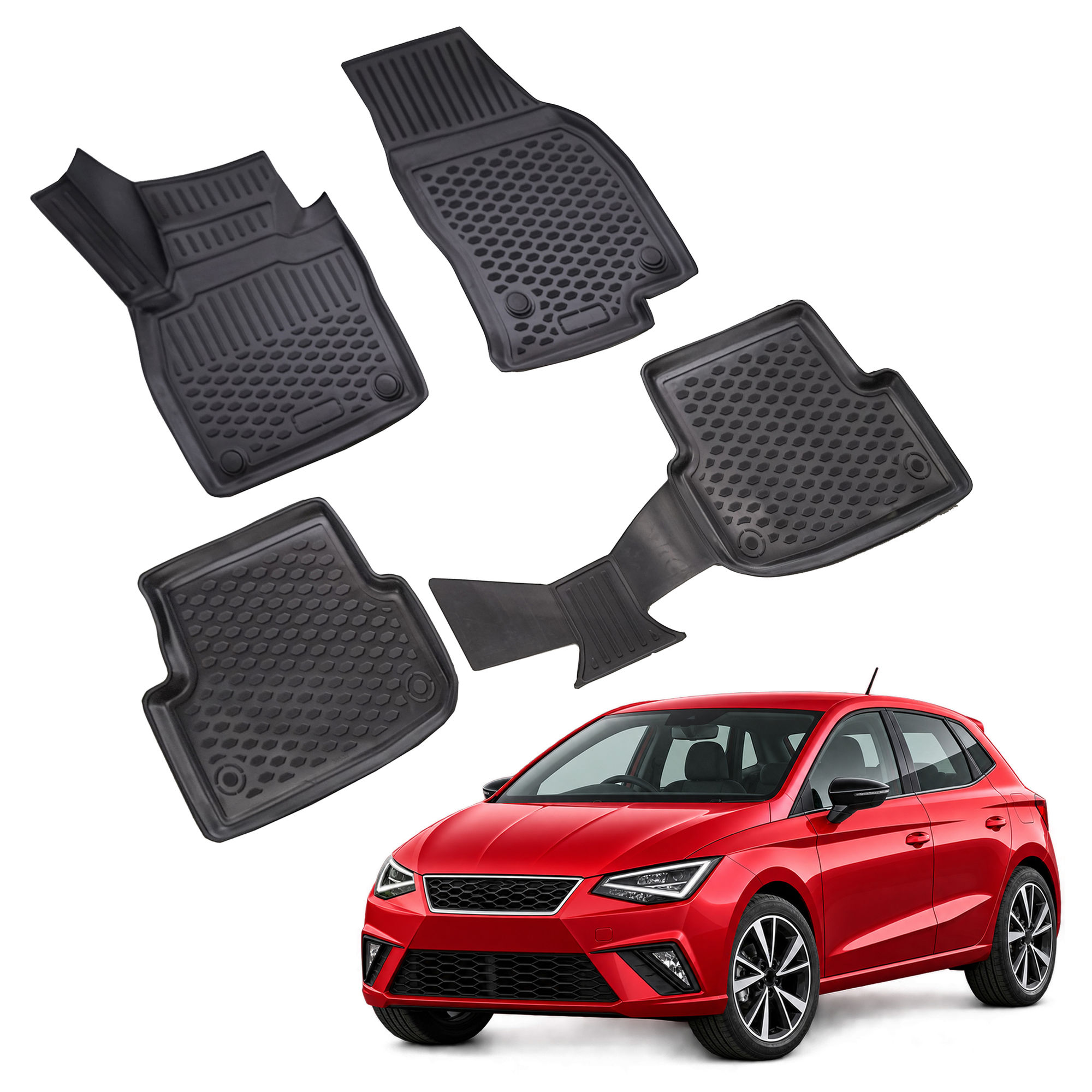 Gumijaste preproge z dvignjenim robom za Seat Ibiza 5 2017-nad 4kosi